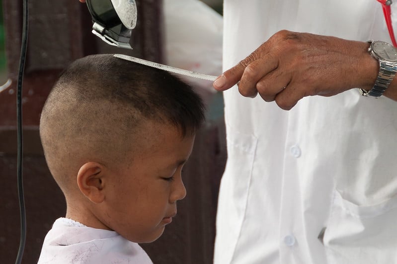 Boy getting his hair cut